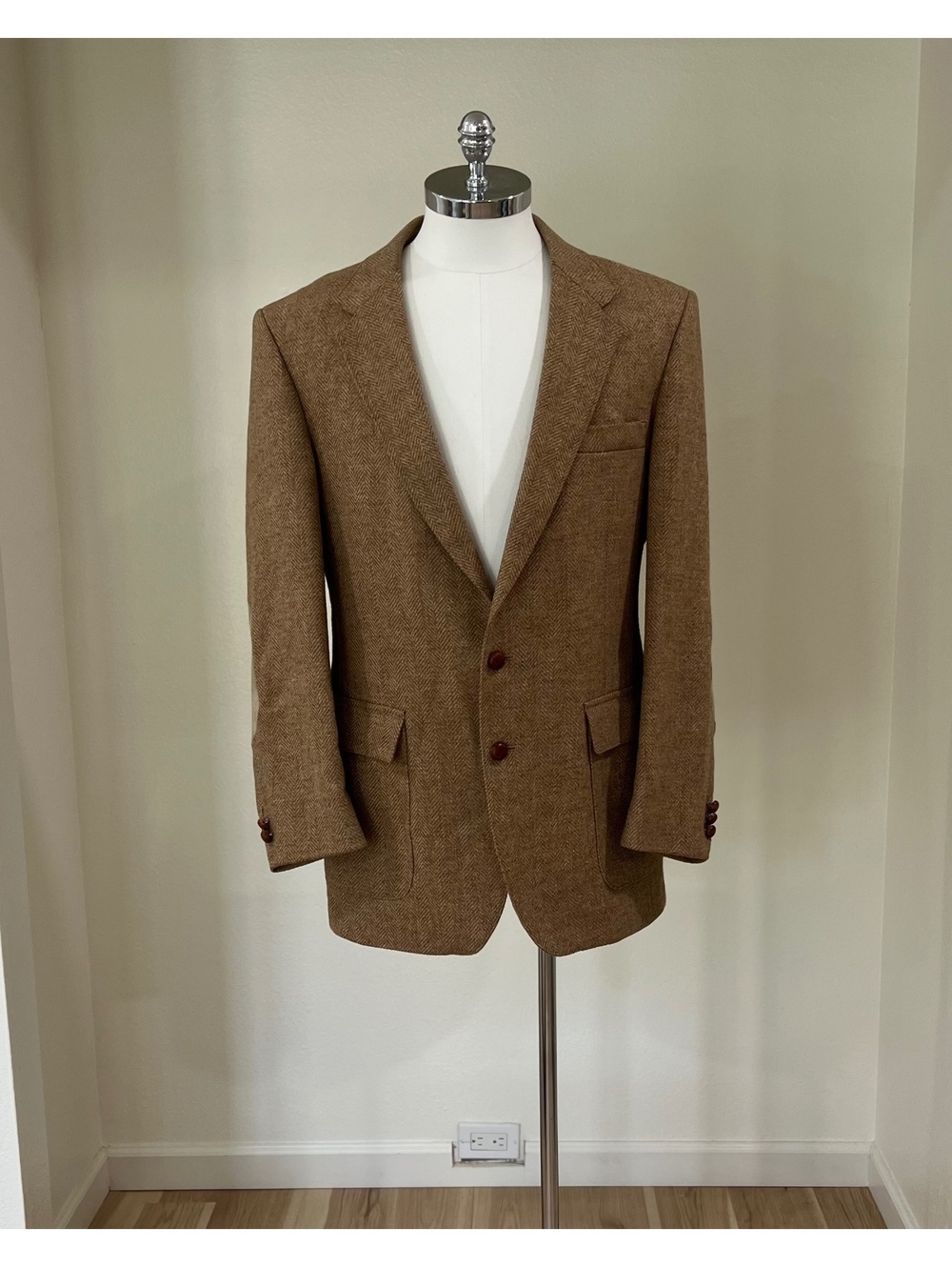 VTG Farah Designer Series Wool Tweed Sport Coat Patch 42R